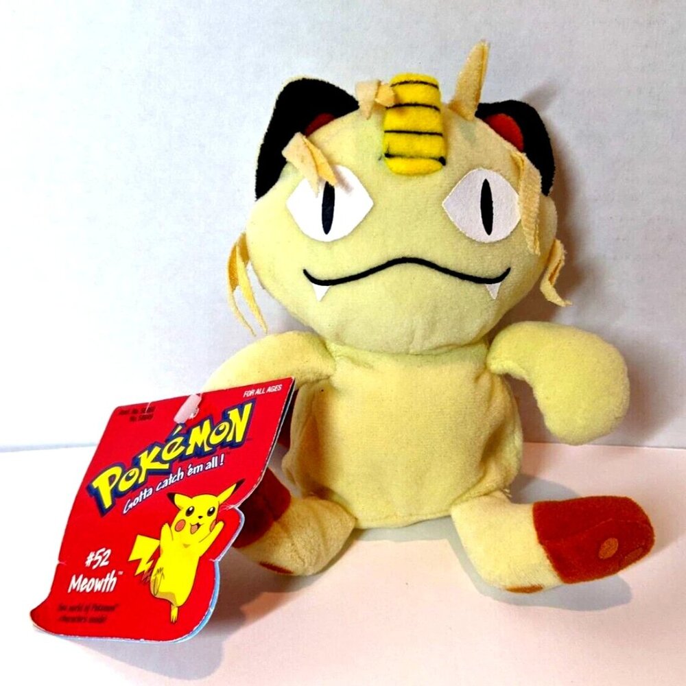 Vintage Original Meowth #52 Plush 1998 Nintendo Pokemon with both Tags 5" tall